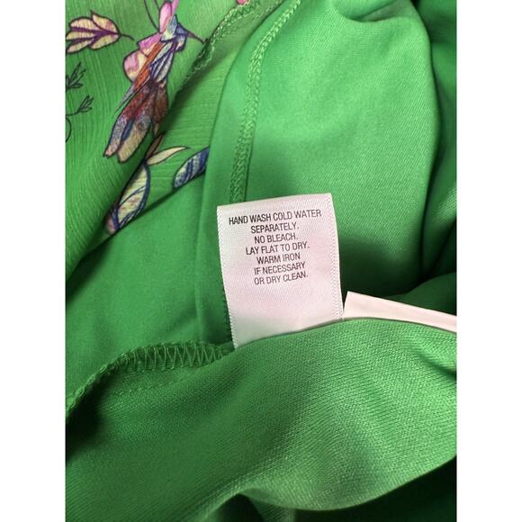Roz & Ali Green One Shoulder Dress Sz 4 Asymmetrical Floral Spring Summer E110 - Picture 10 of 13